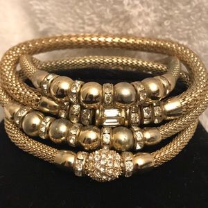 WHBM Gold Tone Mesh Stretch Bracelet Set